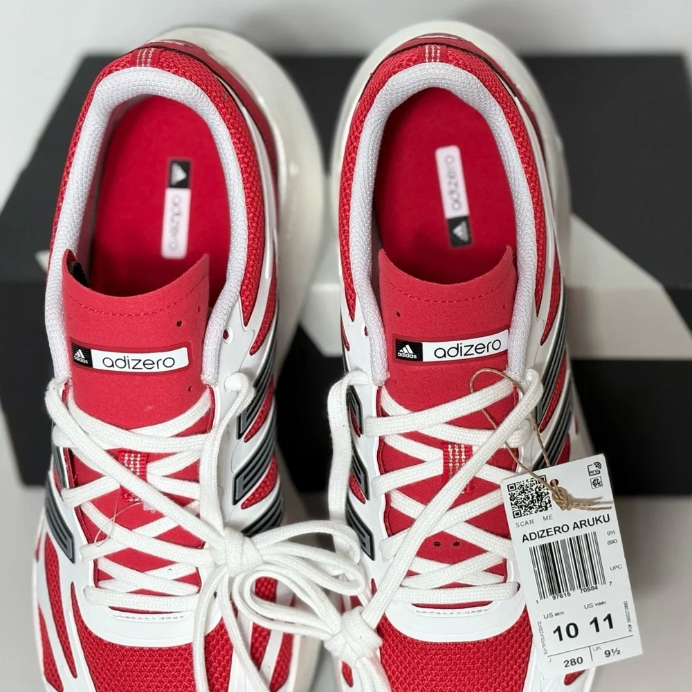 NEW Adidas Men's Adizero Aruku White Pure Ruby shoes sneakers JI0308 Size US 10